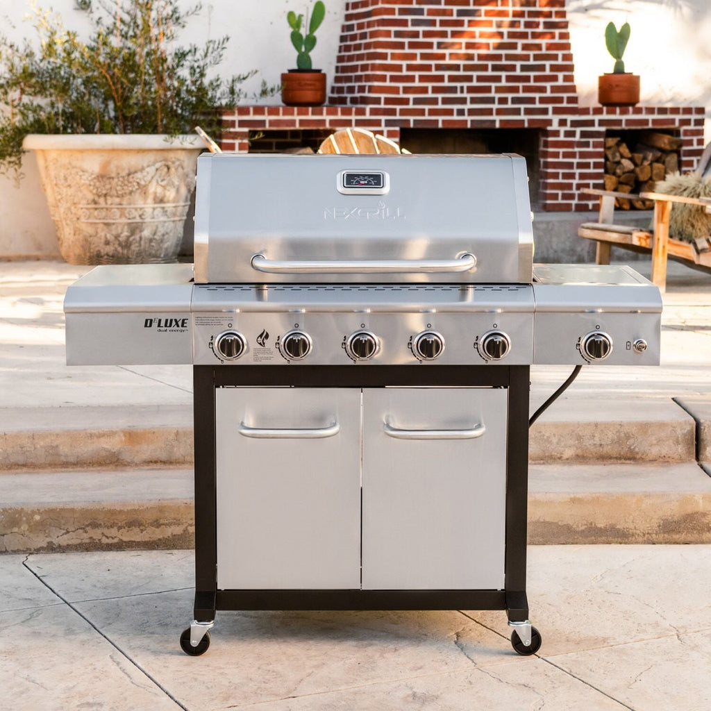 Nexgrill Deluxe 5-Burner Propane BBQ Grill with Side Burner, Stainless Steel Control Panel, Electric Ignition, 60,000 BTUs Output, Gas Grill Perfect for Outdoor Gatherings - 720-1046A Nexgrill
