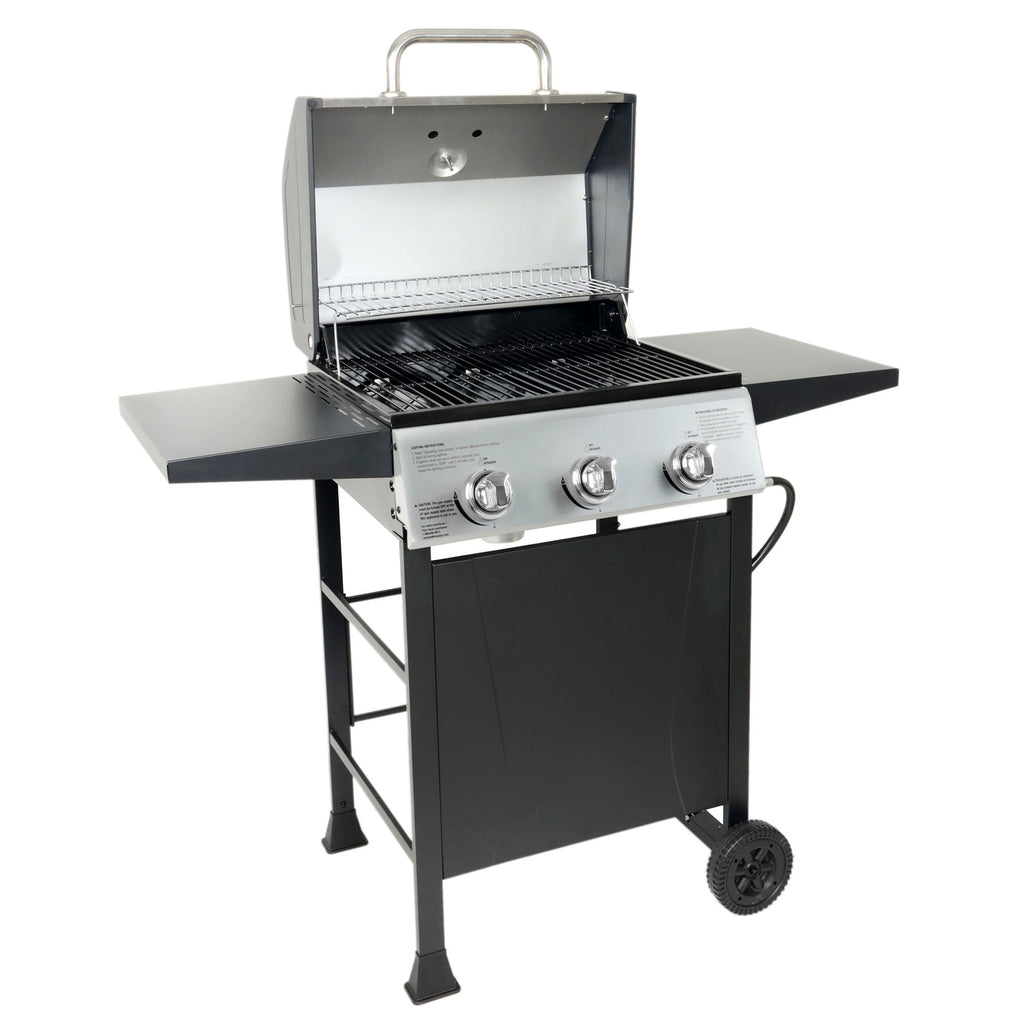 Grill Boss 27,000 BTU 3 Burner Propane Gas Grill w/Wheels, Cover, & Side Shelves Gas Grills