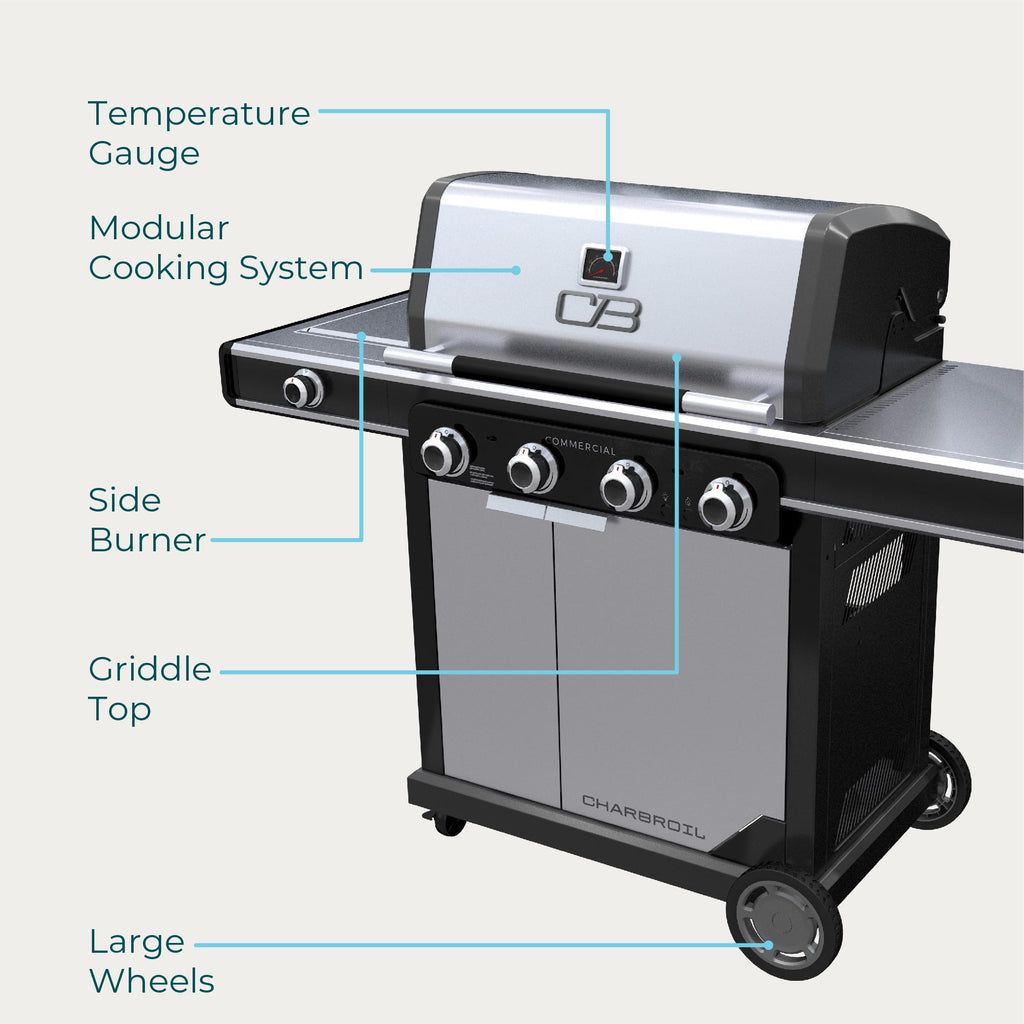 Charbroil? Commercial Series? 4-Burner Gas Grill & Griddle, Black Charbroil