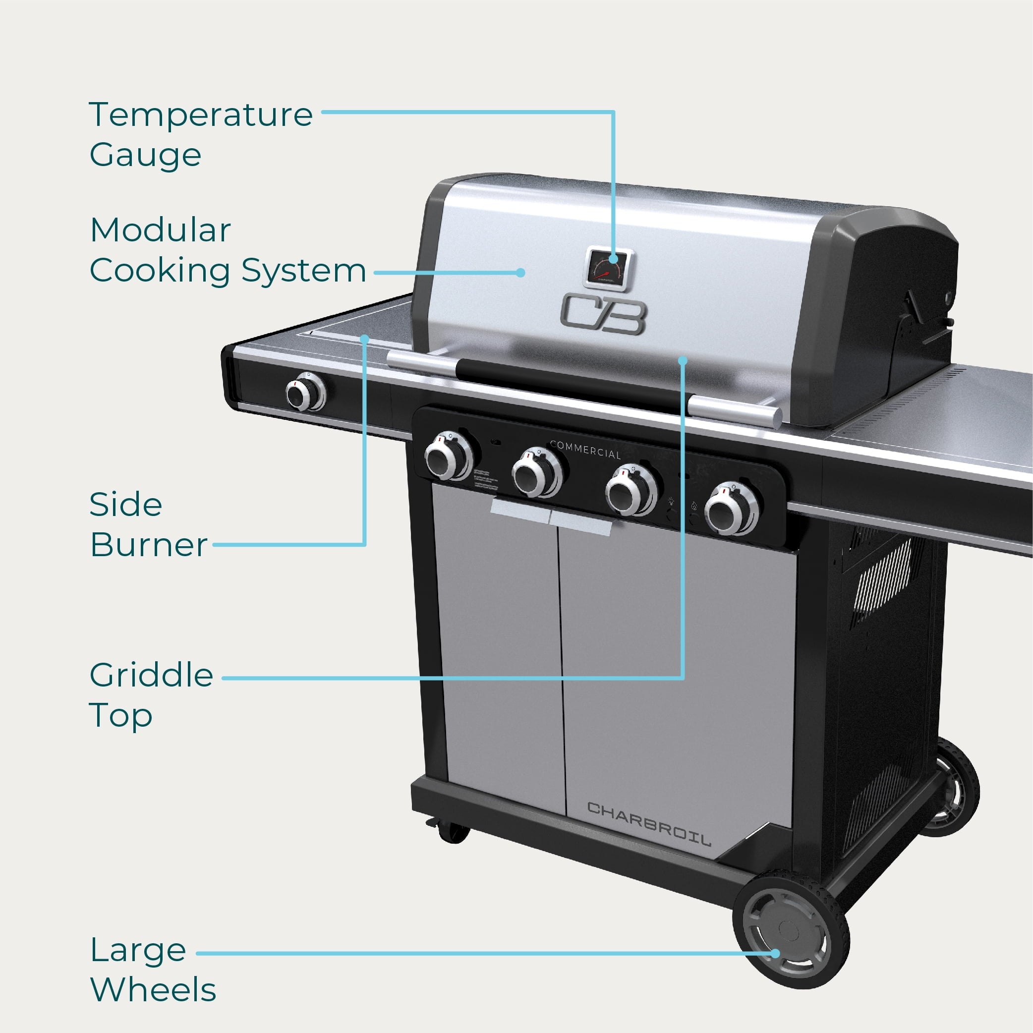 Charbroil? Commercial Series? 4-Burner Gas Grill & Griddle, Black Charbroil