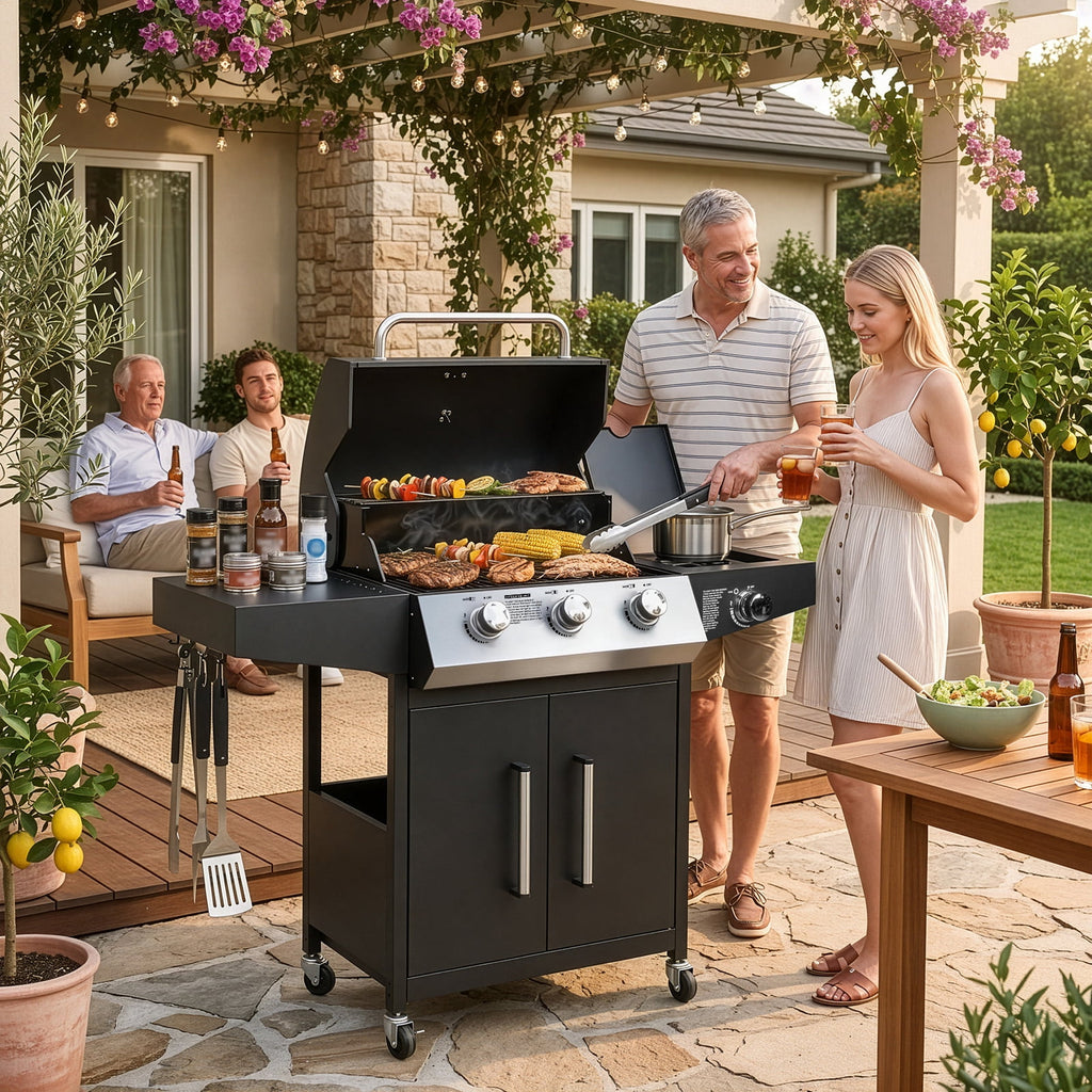 SalonMore Outdoor Gas Grill with Side Stove 46000BTU for Patio Outdoor Party Cooking BBQ SalonMore