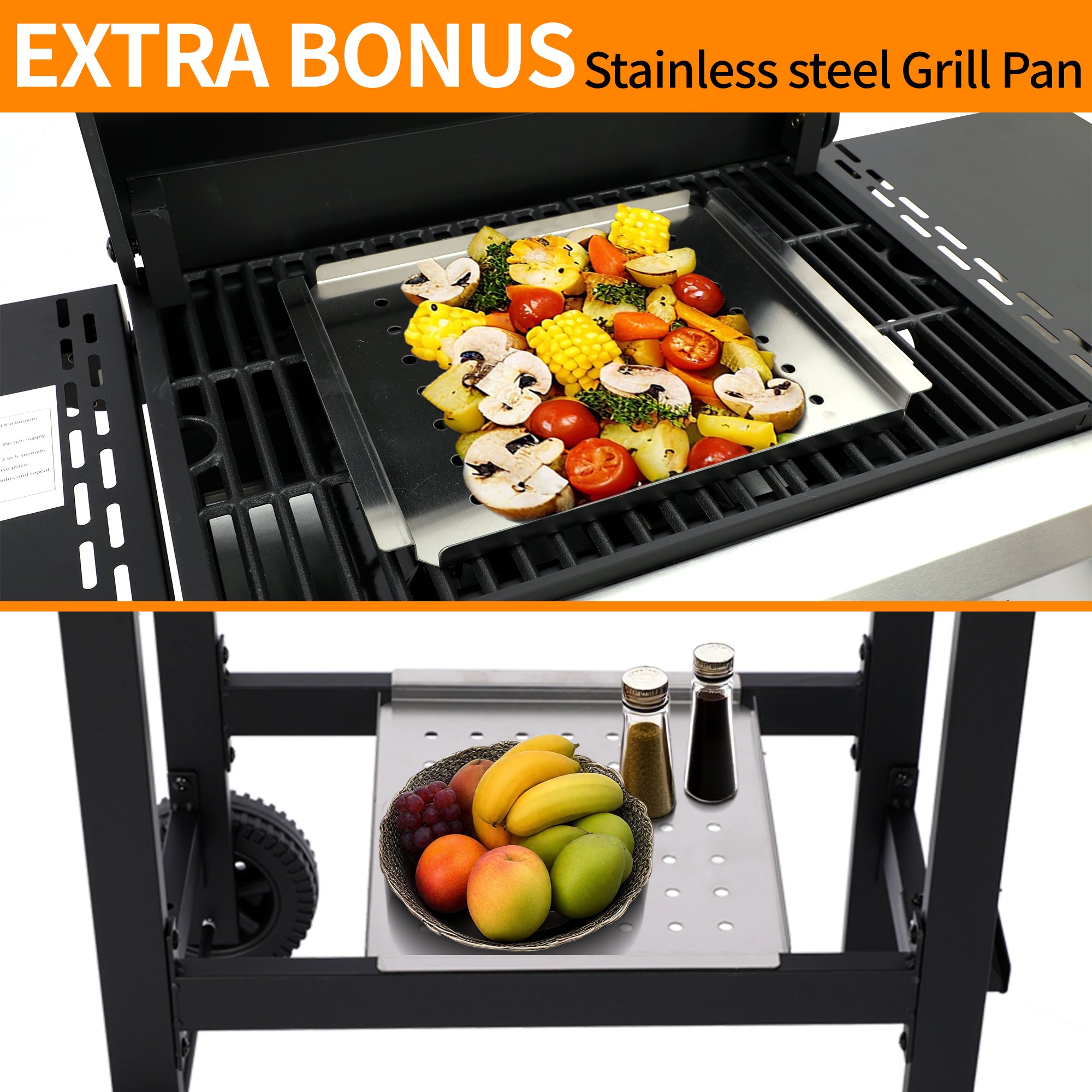 3-Burner Propane Gas Grill with Cast Iron Grate - 30000 BTU Output & Easy-Clean Grease Management for Perfect BBQs (3-Burner) Born Free