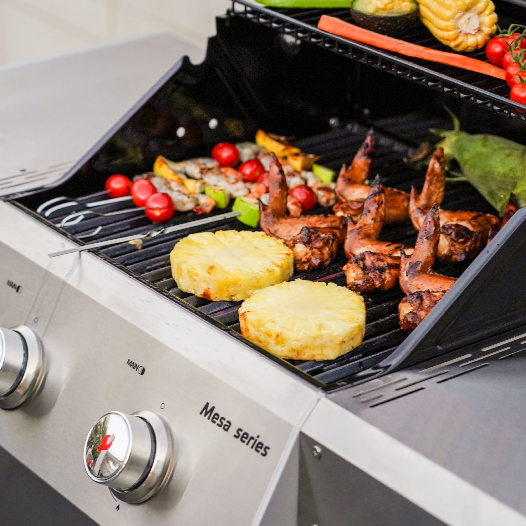 Monument Grills Mesa 2-Burner Propane Gas Grill, Foldable Sides, Swivel Casters, Stainless Steel, LED Controls Gas Grills