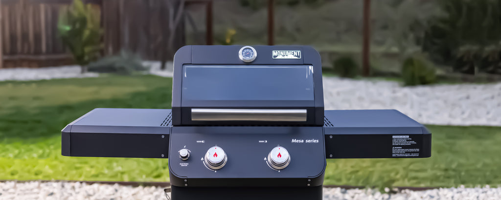 Mesa 2-Burner Propane Gas Grill in Black with Clear View Lid , LED Controls, and Grill Cover Monument Grills