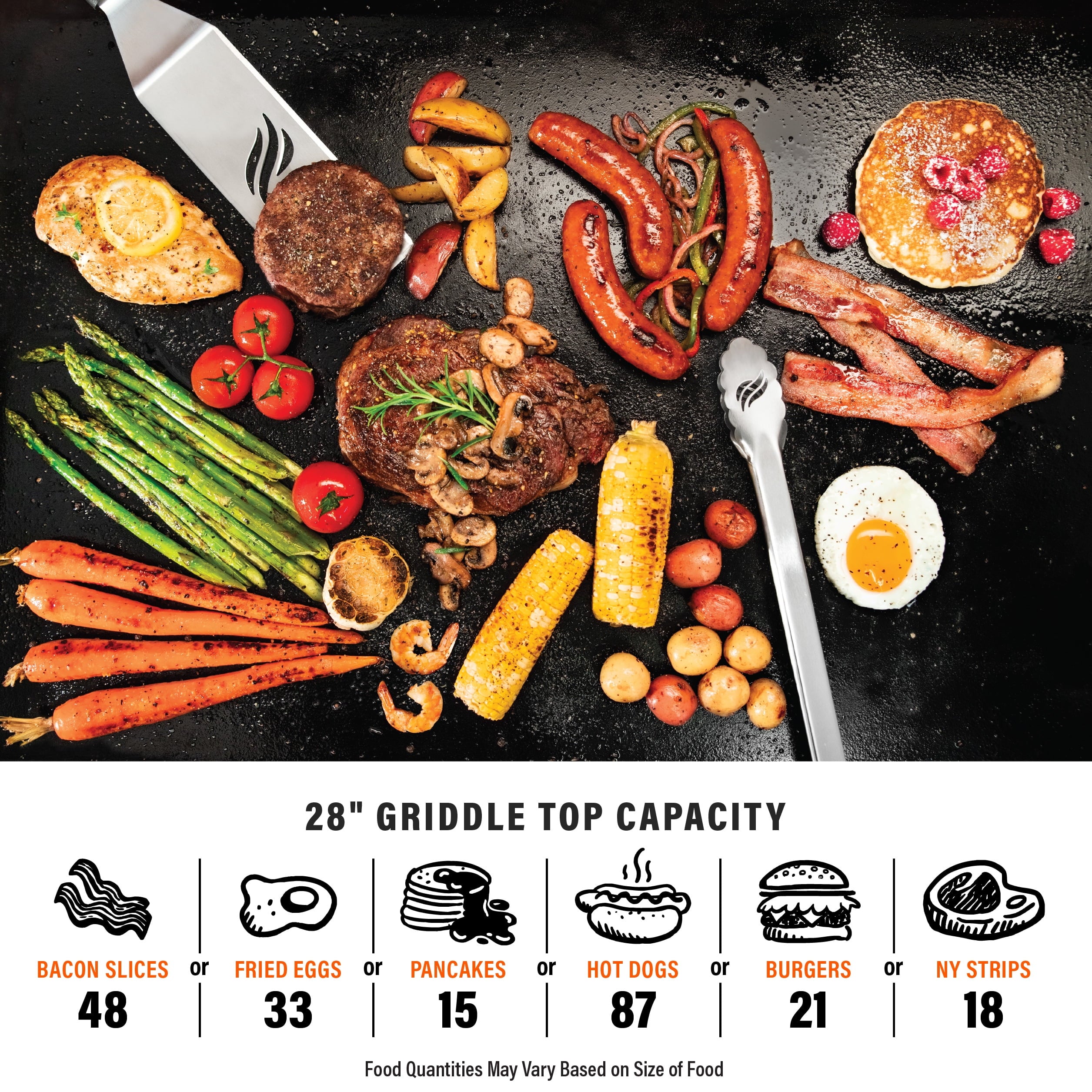 Blackstone 28 Propane Griddle Grill 2311 - Portable Outdoor Flat Top for Cooking with X-Braced Hood & Durable Powder Coated Steel - Iron Forged Omnivore Griddle Blackstone