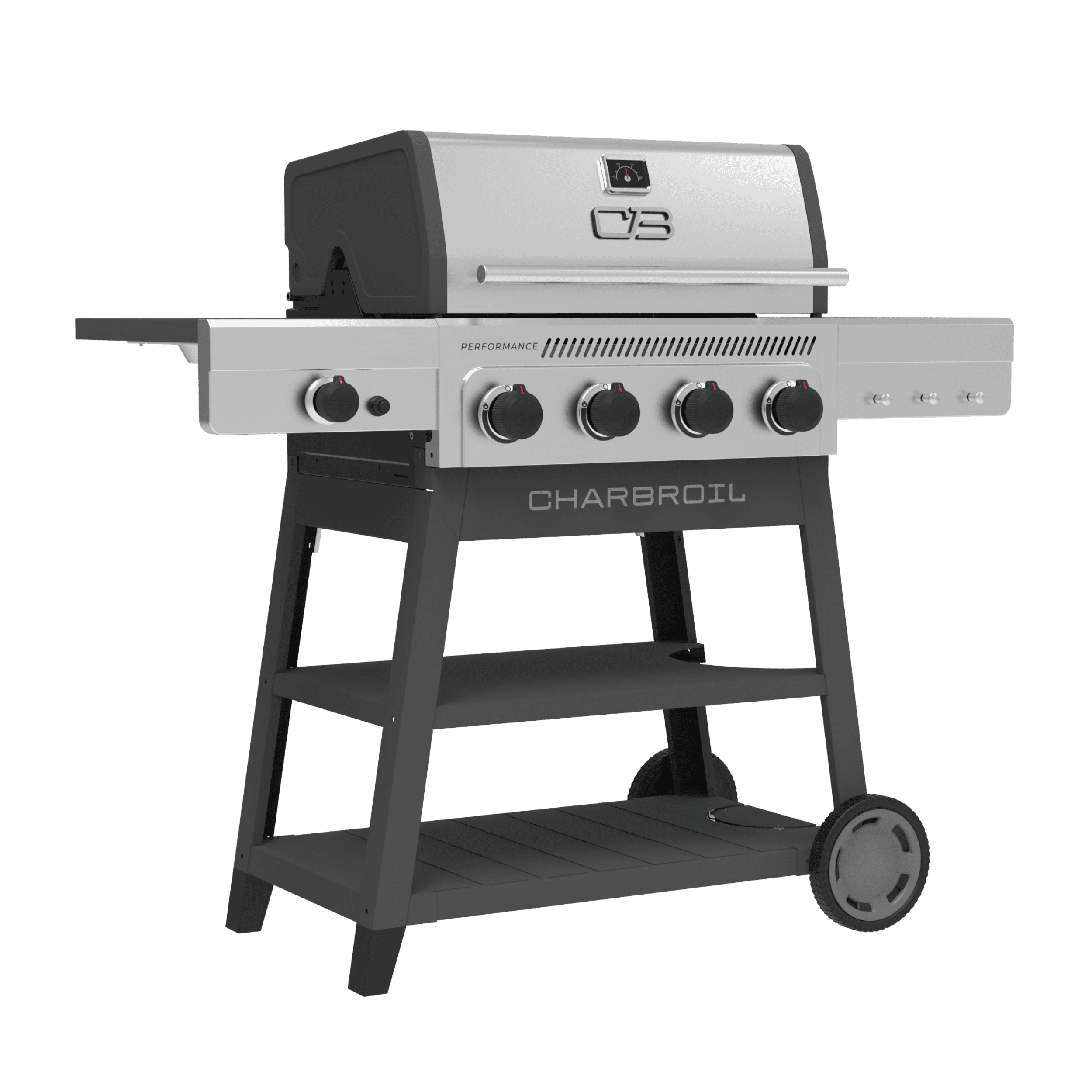 Charbroil? Performance Series? FlavorMax? 4-Burner Cart Gas Grill with Side Burner, Stainless Charbroil
