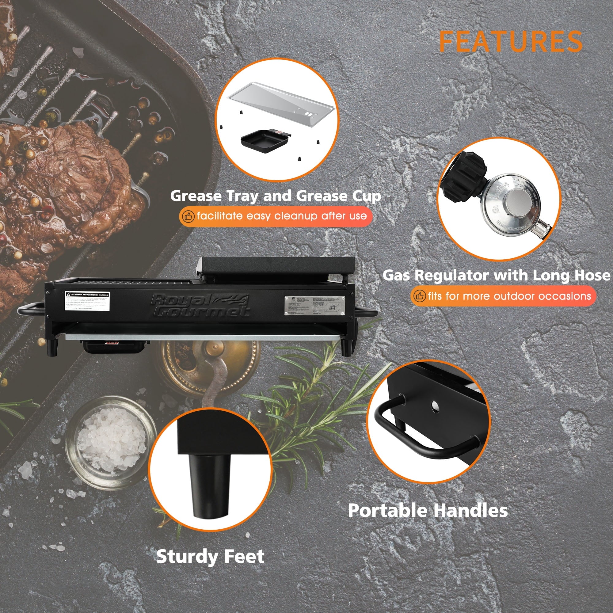 Royal Gourmet 4-Burner GD4002T Portable Gas Grill and Griddle Combo, 40000 BTU Royal Gourmet