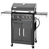 Alpha Joy 4-Burner Propane Gas Grill and Griddle Combo with Side Burner in Black Gas Grills