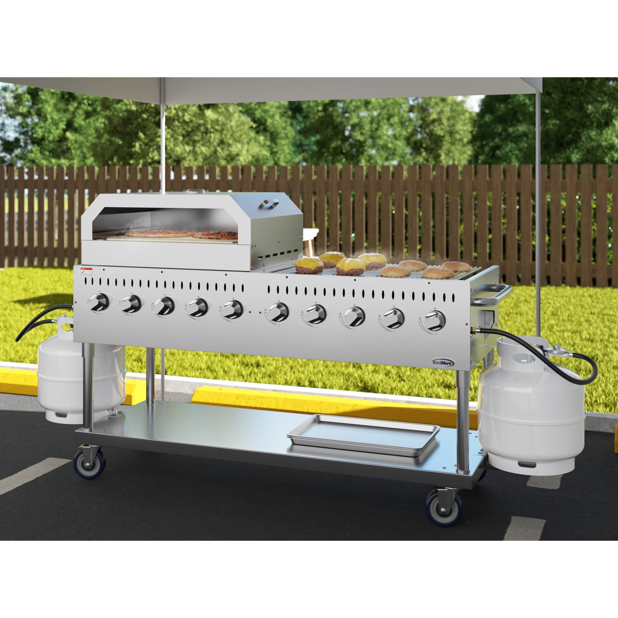72 in. Commercial Outdoor Propane Gas Grill with 36 in. Pizza Oven in Stainless-Steel (CGKIT7-P36) Koolmore