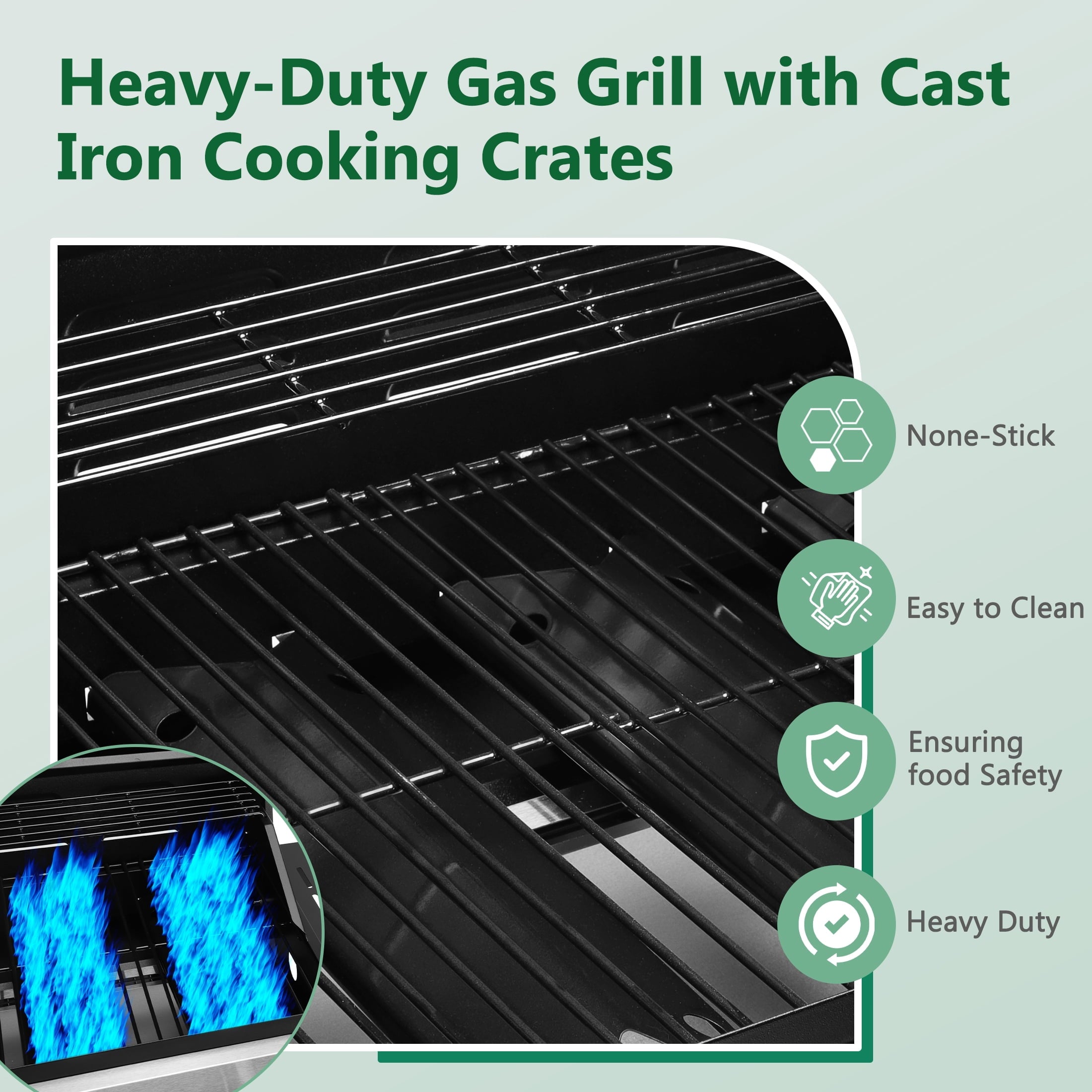 4-Burner Gas Grill with 4 Universal Wheels & Bottle Opener, 40000BTU Outdoor Grill with Side Table for Camping, Black & Sliver Gas Grills