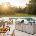 96 Inch European Ledge 5b Island Grill With Fridge And Outdoor Oven Prokan