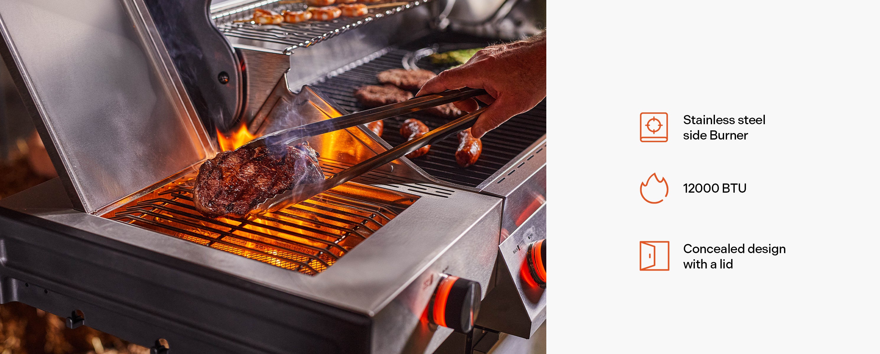 Monument Grills 6+1 Burner Smart Tech Propane Gas Grill for Outdoor Cooking , Denali 605Pro Stainless Steel Grill 78,000 BTU with Side Sear Burner, Smoker Box, Cover and Rotisserie Kit My Store