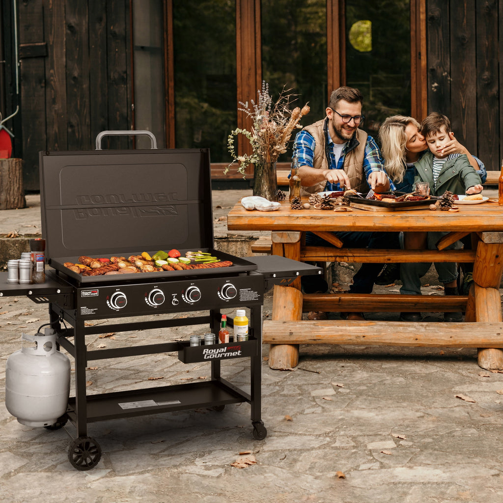 Royal Gourmet GB4000P 4-Burner Gas Griddle with Hard Cover,Heavy-duty Outdoor Cooking Station for Backyard and Tailgating, 52,000 BTU, Black Royal Gourmet