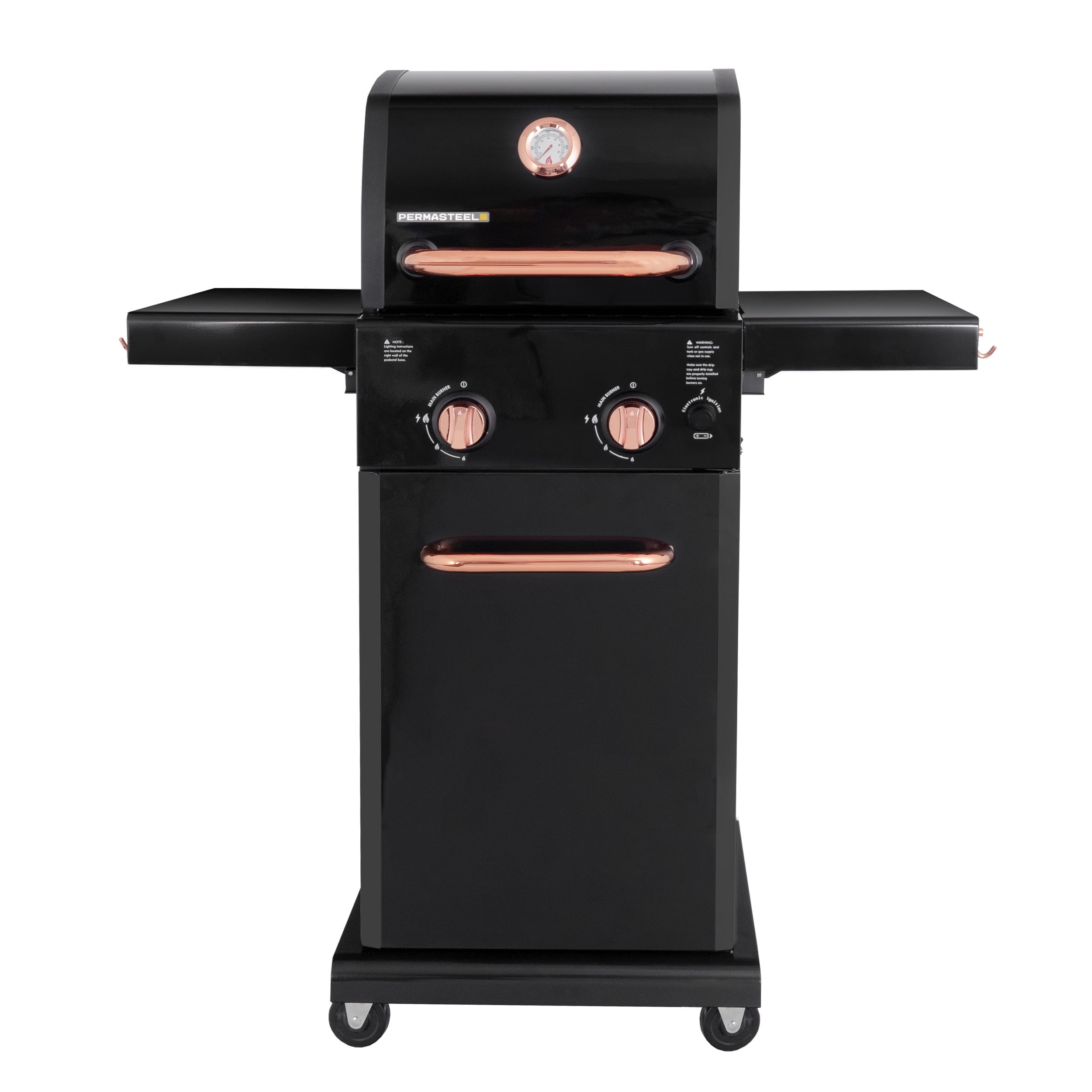 Permasteel 2-Burner Compact Propane Gas Grill with Foldable Sides, Black with Copper Accent Gas Grills