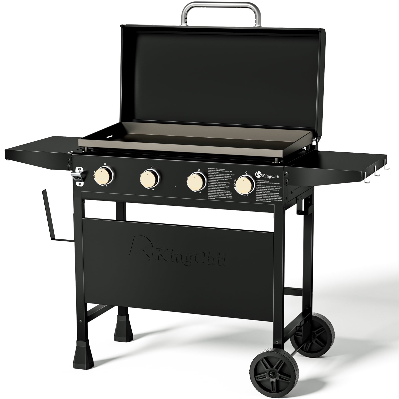 KingChii 4-Burner 30.6 Propane Griddle Outdoor Flat Top Gas Grill Griddle with Hard Cover for Camping, Tailgating, BBQ, Parties, Backyard & Patio Gas Grills