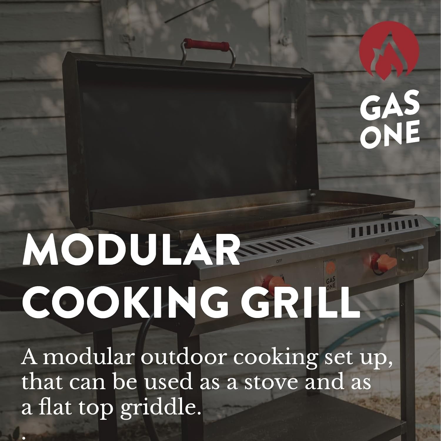 GasOne Gas Griddle – 2-Burner Propane Stove with Flat Top Grill – Modular Cast Iron Propane Grill Gas One