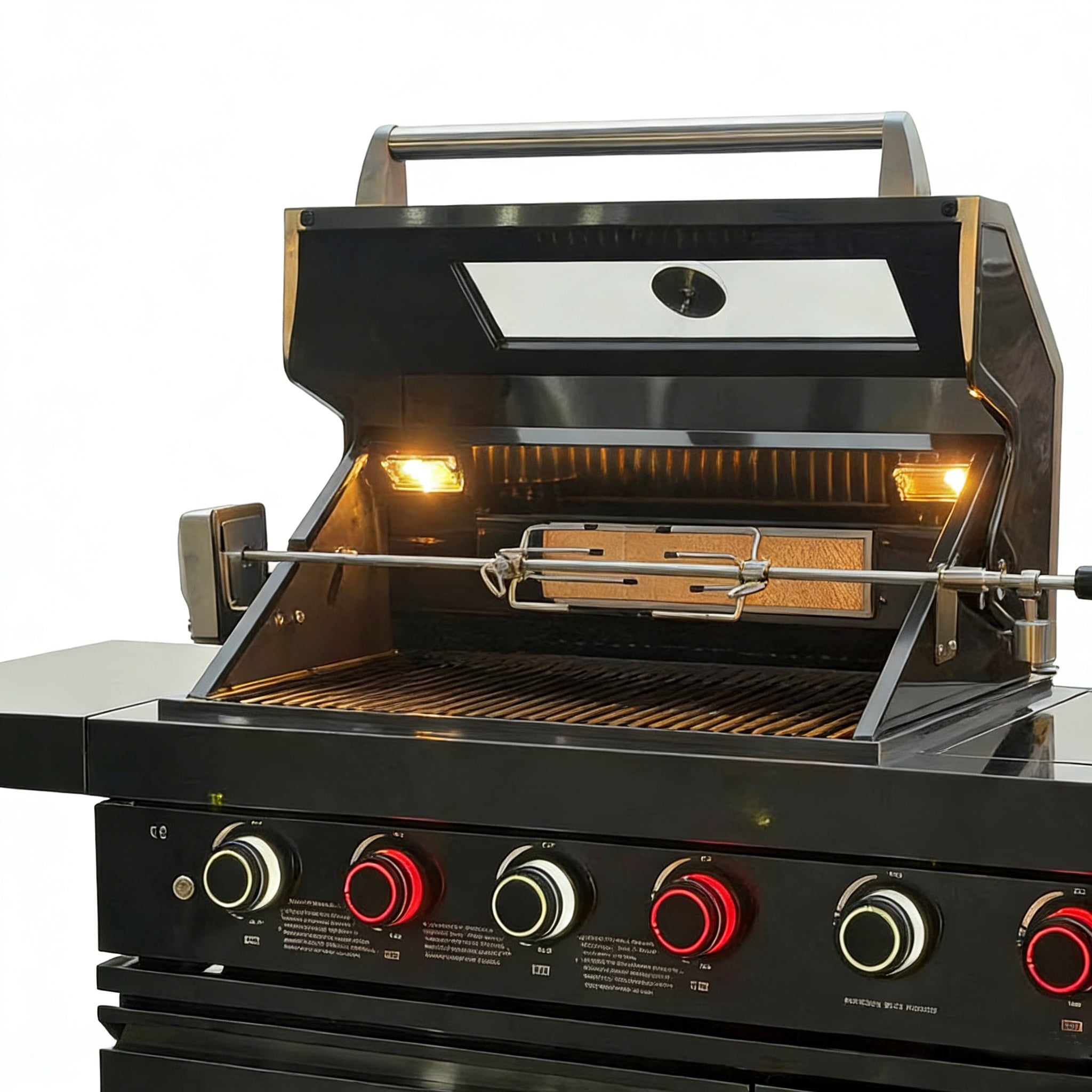 84 Deluxe Outdoor Kitchen Island with 6-Burner Gas Grill (75300 BTU), Premium SS304 Stainless Steel BBQ Station, Black Galaxy Granite Countertop, Dual-Zone Refrigerator, Sink, Rotisserie Kit & Cover HomeMindful