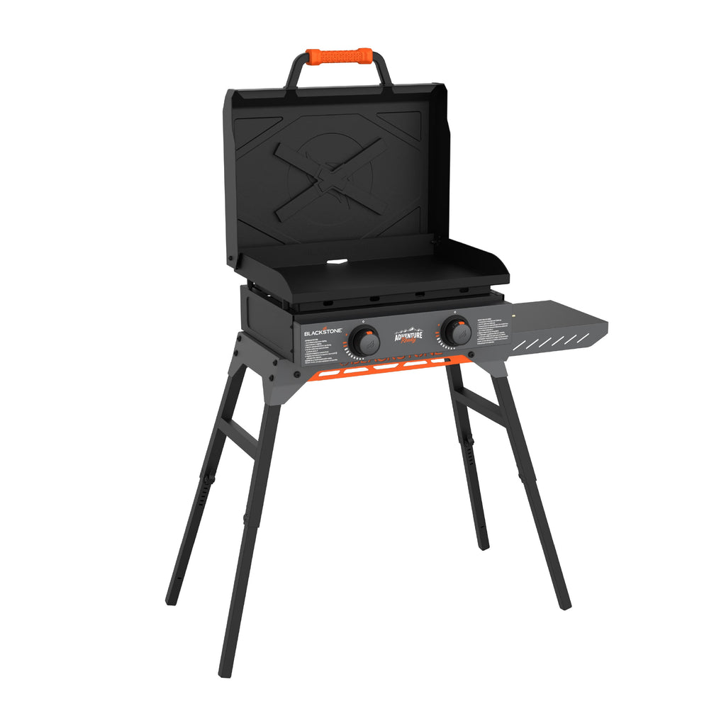 Blackstone Adventure Ready Outdoor Griddle, 2-Burner 22 Propane Flat Top Grill with Hood and Stand, Gray Gas Grills