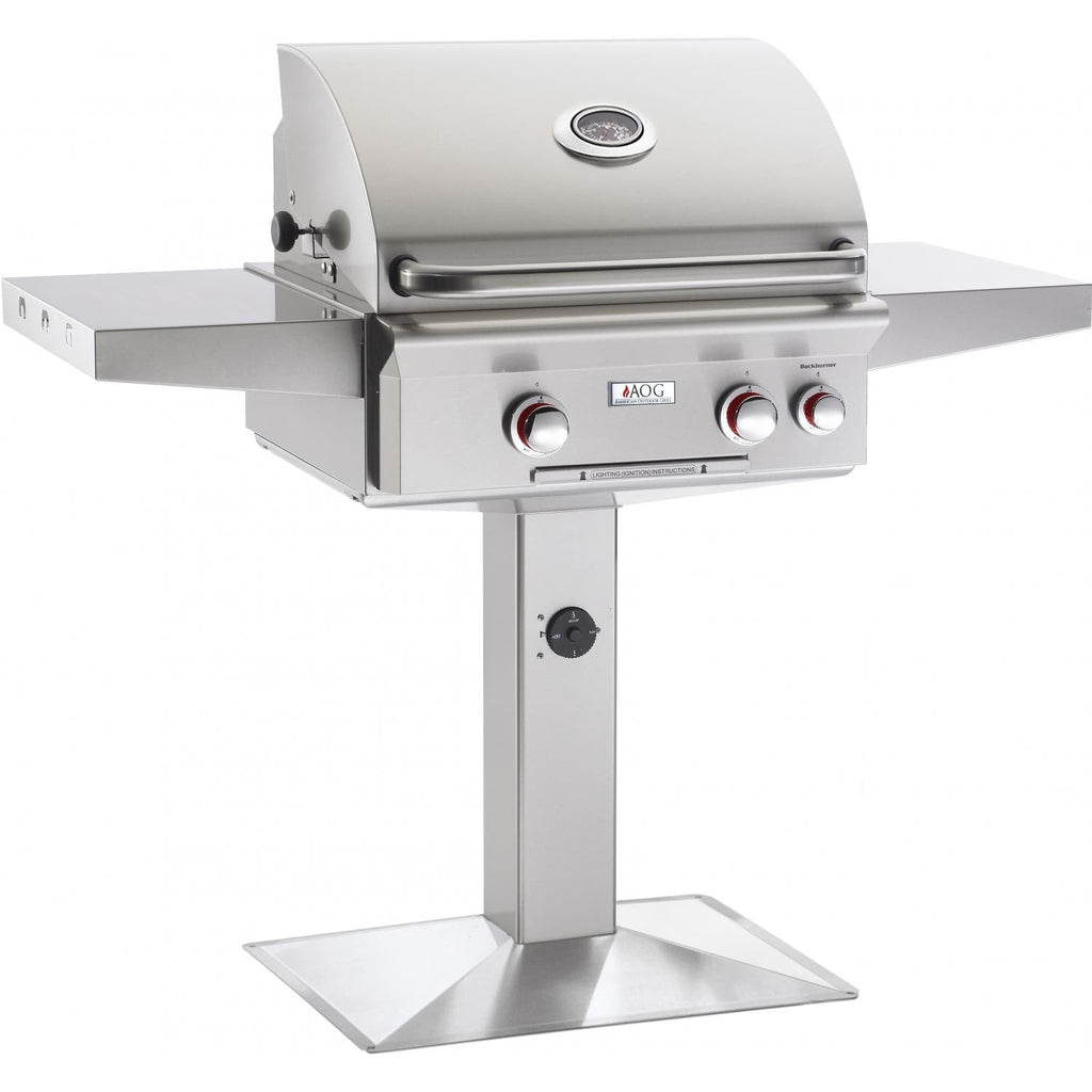American Outdoor Grill 24NPT T-Series 24 Inch Natural Gas Grill On Pedestal Base With Rotisserie AOG