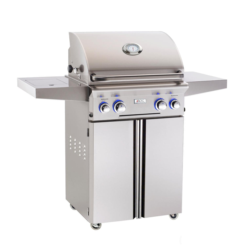 American Outdoor Grill 24PCL L-Series 24 Inch Propane Gas Grill On Cart With Side Burner And Rotisserie Kit AOG