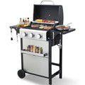 CIG GARDEN 3-Burner Propane Gas Grill with Folding Side Tables, Full-Size Grease Tray, and Removable Grease Cup CIG GARDEN