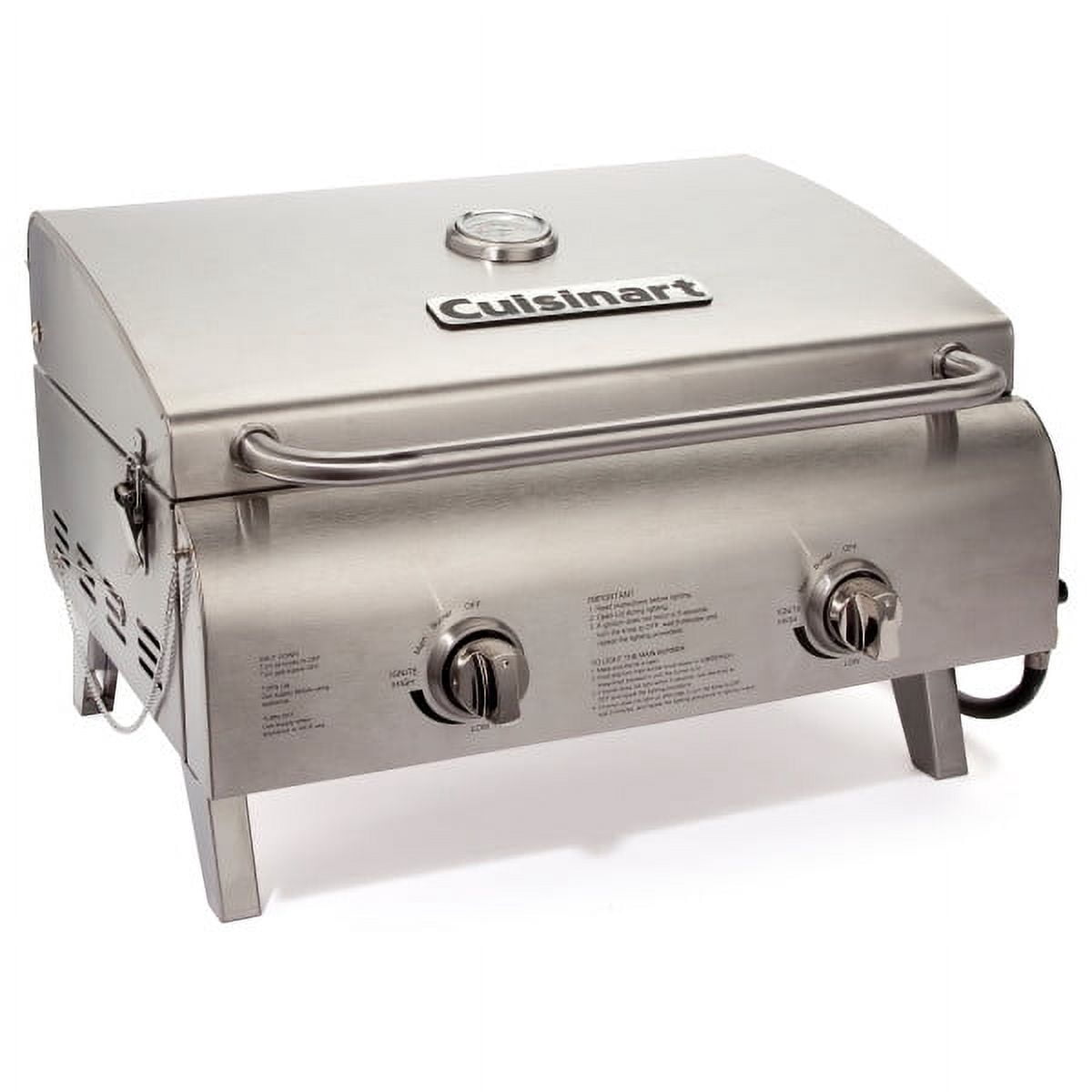 Cuisinart Chef's Style Stainless 2 Burner Tabletop Portable Gas Grill, Silver Cuisinart