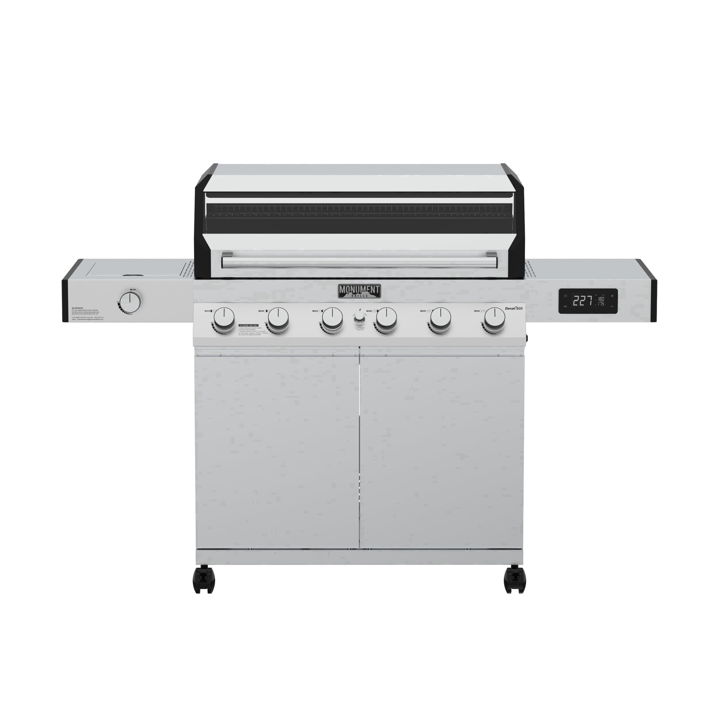 Monument Grills Denali Series 6-Burner Black Dual Fuel Cabinet Grill with Clearview Lid and LED Knobs Monument Grills