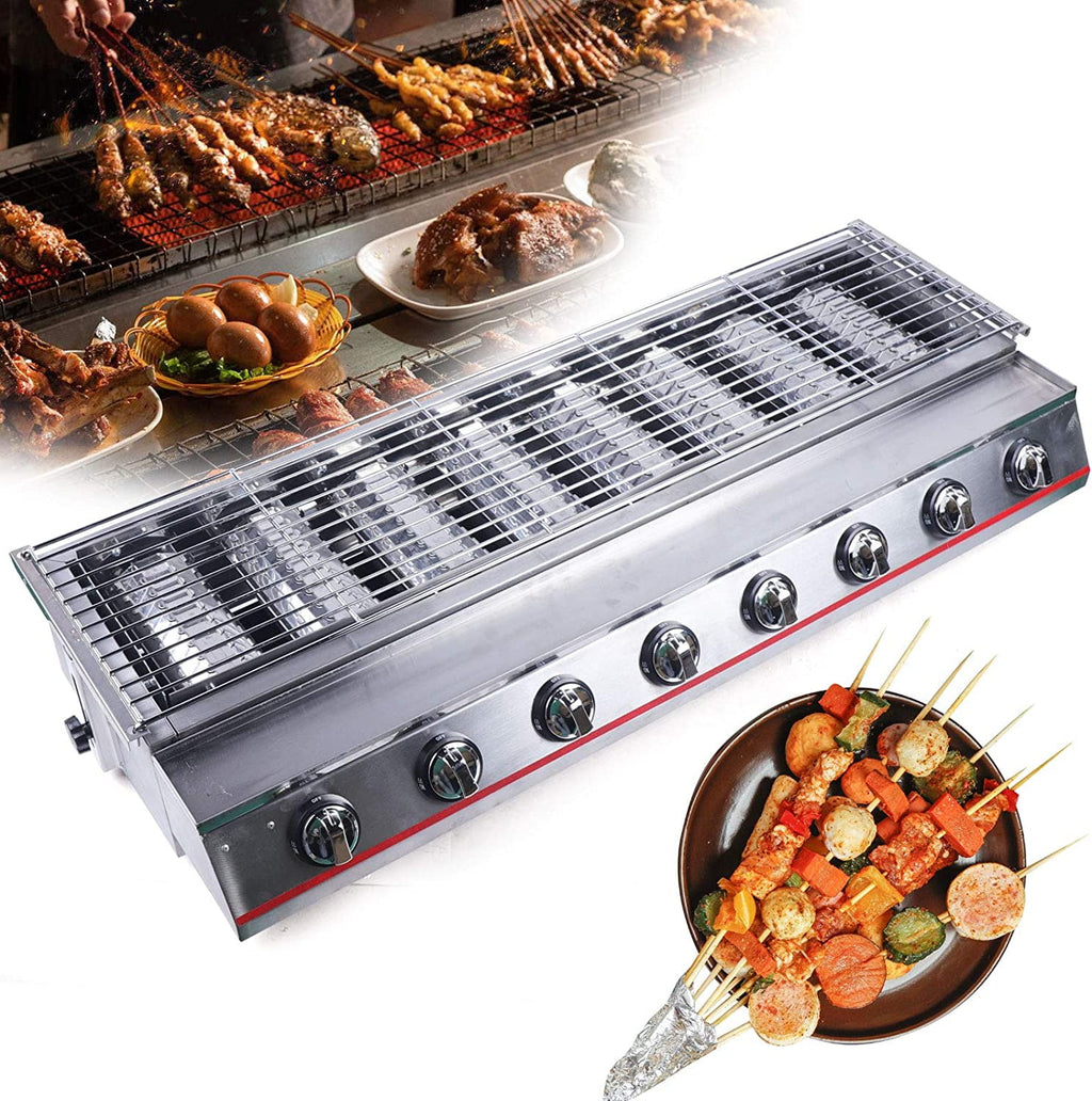 FETCOI 8-Burner Gas Grill Outdoor Tabletop Gas BBQ Grill Commercial 2800Pa Stainless Steel Gas Grill for Camping Picnicking Gas Grills
