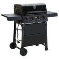 Feasto 4-Burner Propane Gas Grill, Outdoor Grill with 2 Side Tables and Porcelain-Enameled Grates, Black Gas Grills