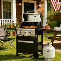 Fehomix 3 Burner Propane Gas Grill, Stainless Steel BBQ Grill with Built-in Thermometer & Electronic Ignition, 26,000 BTU Outdoor Patio Garden Grill with Two Foldable Side Shelves Fehomix