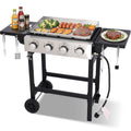Flat Top Gas Grill 40000 BTU, 4 Burner Propane Griddle with Stainless Steel Pan, Side Shelves, and Wheels, Easy Clean Garden It