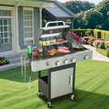 Gundir 3-Burner Propane Gas Grill with Side Burner, 37230 BTU Stainless Steel BBQ Grill, Enameled Cast Iron Grates & Foldable Side Tables, Heavy-Duty Wheels for Outdoor Cooking My Store