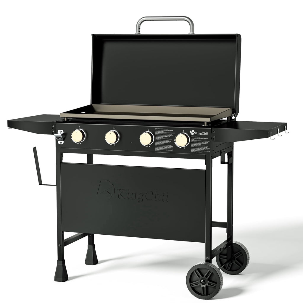 KingChii 4-Burner 30.6 Propane Griddle Outdoor Flat Top Gas Grill Griddle with Hard Cover for Camping, Tailgating, BBQ, Parties, Backyard & Patio Gas Grills