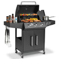 Ktaxon 3 Burner Propane Grill Gas Stove 46000 BTU with Side Stove,Wheels Ktaxon