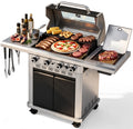 MF Studio 4 Burner Propane Gas Grill with 13500 BTU Infrared Side Burner – 604 sq.in Extra Large Cooking Area Outdoor BBQ Grill - Black Gas Grills