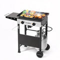 Master Cook 2-Burners Propane Griddle, Flat Top Gas Grill Griddle with Side Shelves for Outdoor BBQ, Camping Master Cook