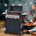 Minyam 4-Burner Propane Gas Grill with Side Shelves and Wheels, Stainless Steel Gas Grills