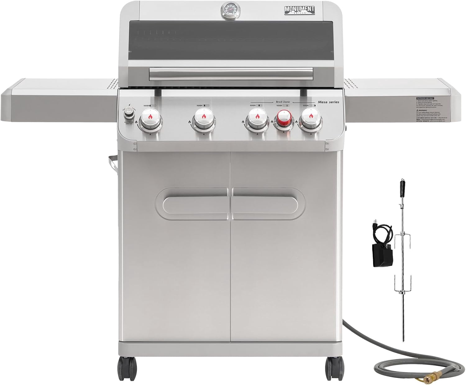 Monument Grills 4+1 Burner Natural Gas Grill  Includes Rotisserie  & Natural Gas Hose Monument Grills