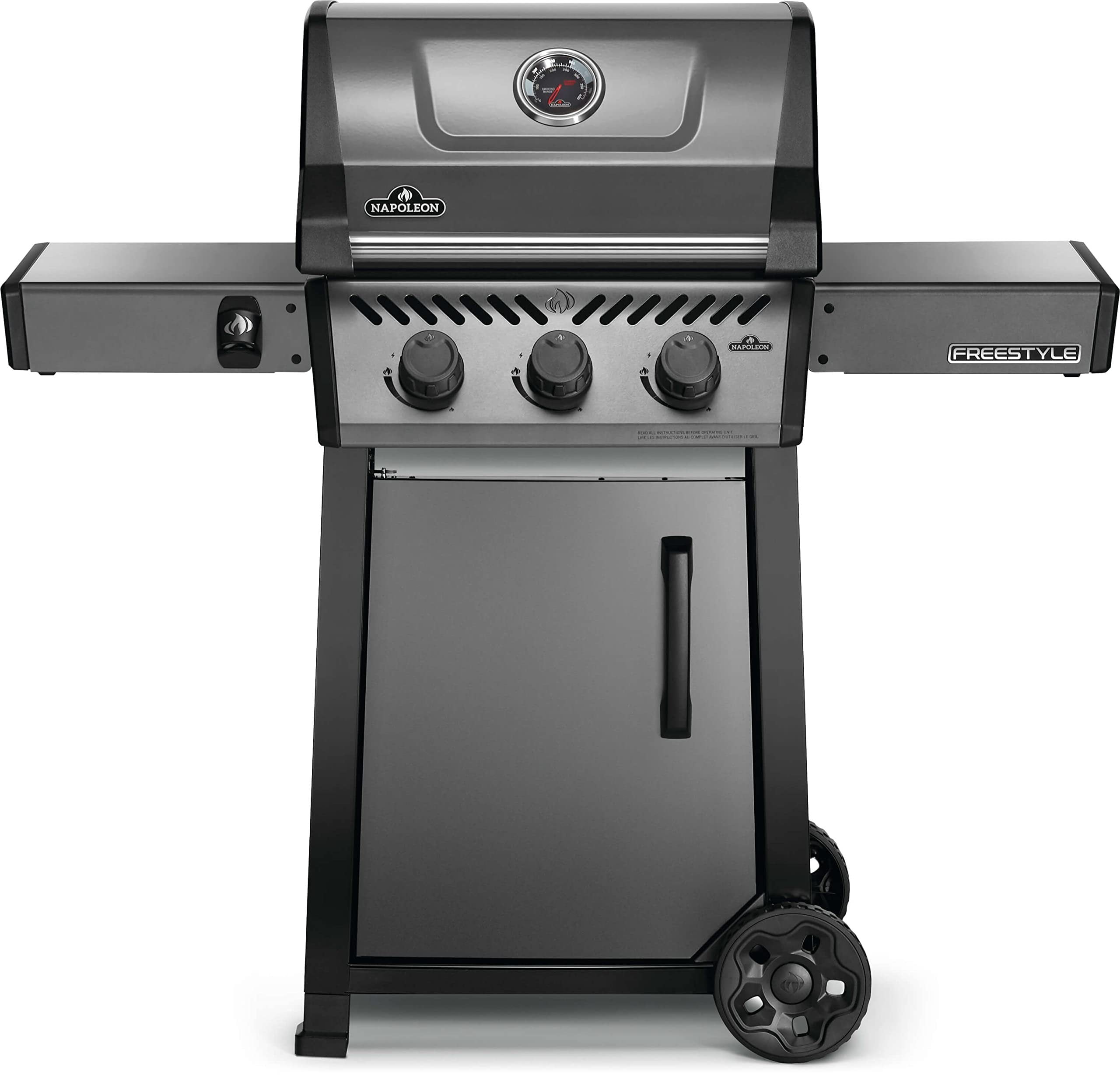 Napoleon Freestyle 365 Natural Gas Outdoor Grill, Graphite Grey  3-Burner BBQ with Stainless Steel Cooking Grates Napoleon