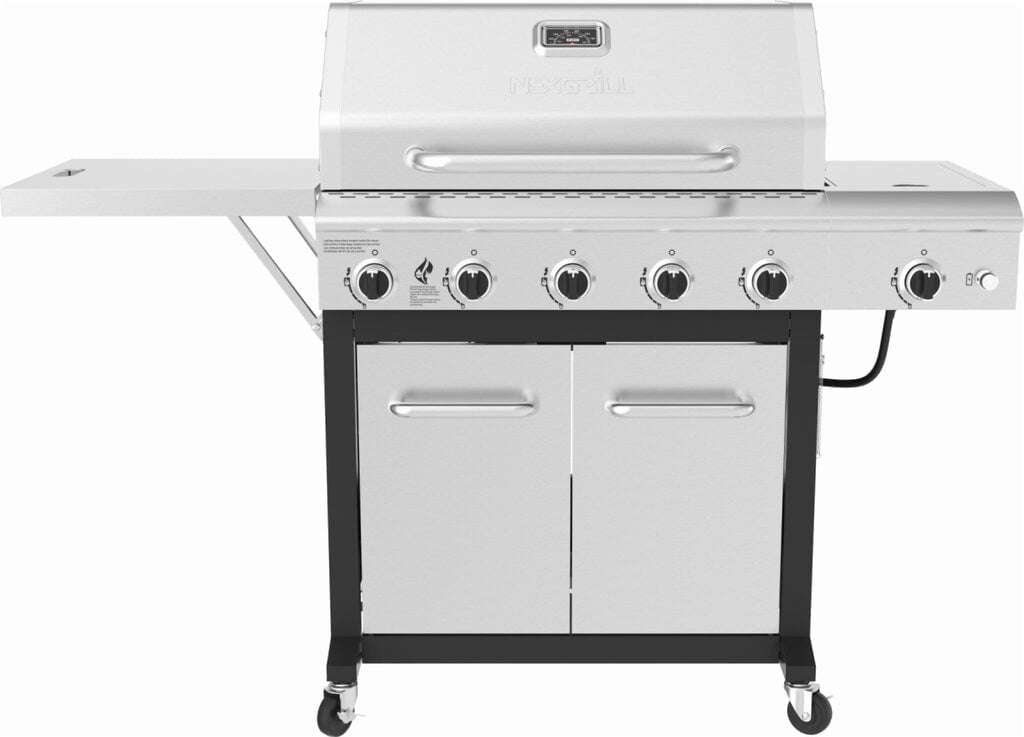 Nexgrill?Deluxe 5-Burner Propane BBQ Grill with Side Burner and Foldable Side Table, Stainless Steel Control Panel, Electric Ignition, 60,000 BTUs Output, Gas Grill Perfect for Gatherings - 72 Nexgrill