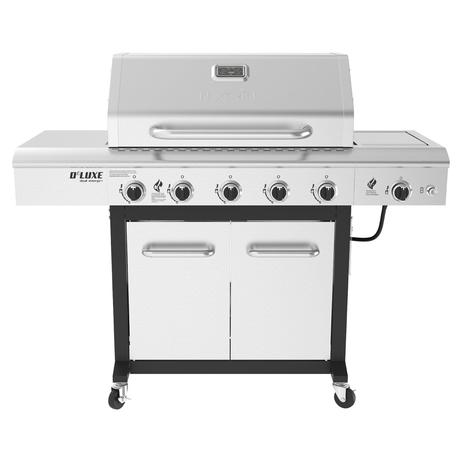 Nexgrill Deluxe 5-Burner Propane BBQ Grill with Side Burner, Stainless Steel Control Panel, Electric Ignition, 60,000 BTUs Output, Gas Grill Perfect for Outdoor Gatherings - 720-1046A Nexgrill