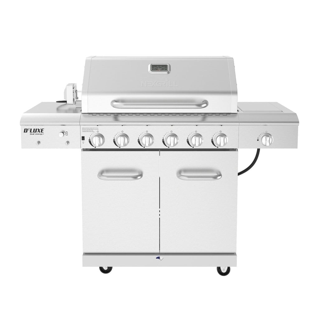 Nexgrill Deluxe 6-Burner Propane Gas Grill with Ceramic Searing Side Burner, Stainless Steel Frame, Rotisserie Kit, 60,000 BTUs Output, BBQ Grill Perfect for Outdoor Gatherings - 720-0896X Nexgrill