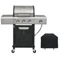 Outdoor Grill, Propane Grill 3 Burner Barbecue Grill Stainless Steel Gas Grill with Side Burner and Cover for Outdoor BBQ, Camping, Silver BBQ Grill,Stainless Steel Tabletop Grill Gas Grills