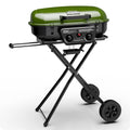Brand Man Portable 2-Burner Camping Propane Gas Grill, Enameled Foldable BBQ with Griddle for Outdoor Cooking, Green Gas Grills