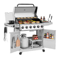 Royal Gourmet GA6406W 6-Burner BBQ Gas Grill, with Sear Burner and Side Burner, Cabinet Style Grill, 74,000 BTU, White Royal Gourmet