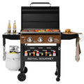 Royal Gourmet GB3000PY 3-Burner Gas Griddle with Hood, Griddle with Collapsible Side Shelves,Perfect for Outdoor Cooking Royal Gourmet