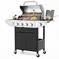 SEGMART 4 Burner Propane Gas Grill with Side Burner, 46,500 BTU Outdoor Cooking BBQ Grill with Porcelain-Enameled Cast Iron Grates, Equipped with Temperature, Tool Hooks, and Bottle Opener Gas Grills