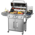 SKOK 4 Burner Gas Grill with Side Burner, 58000 BTU &393 sq.in Cooking Surface, Outdoor Propane Barbecue Grill for Patio & Backyard Gas Grills