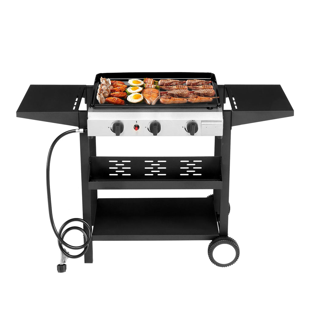 SalonMore Flat Top Propane Griddle with Ceramic Coated Cast Iron Pan,30000 BTU SalonMore