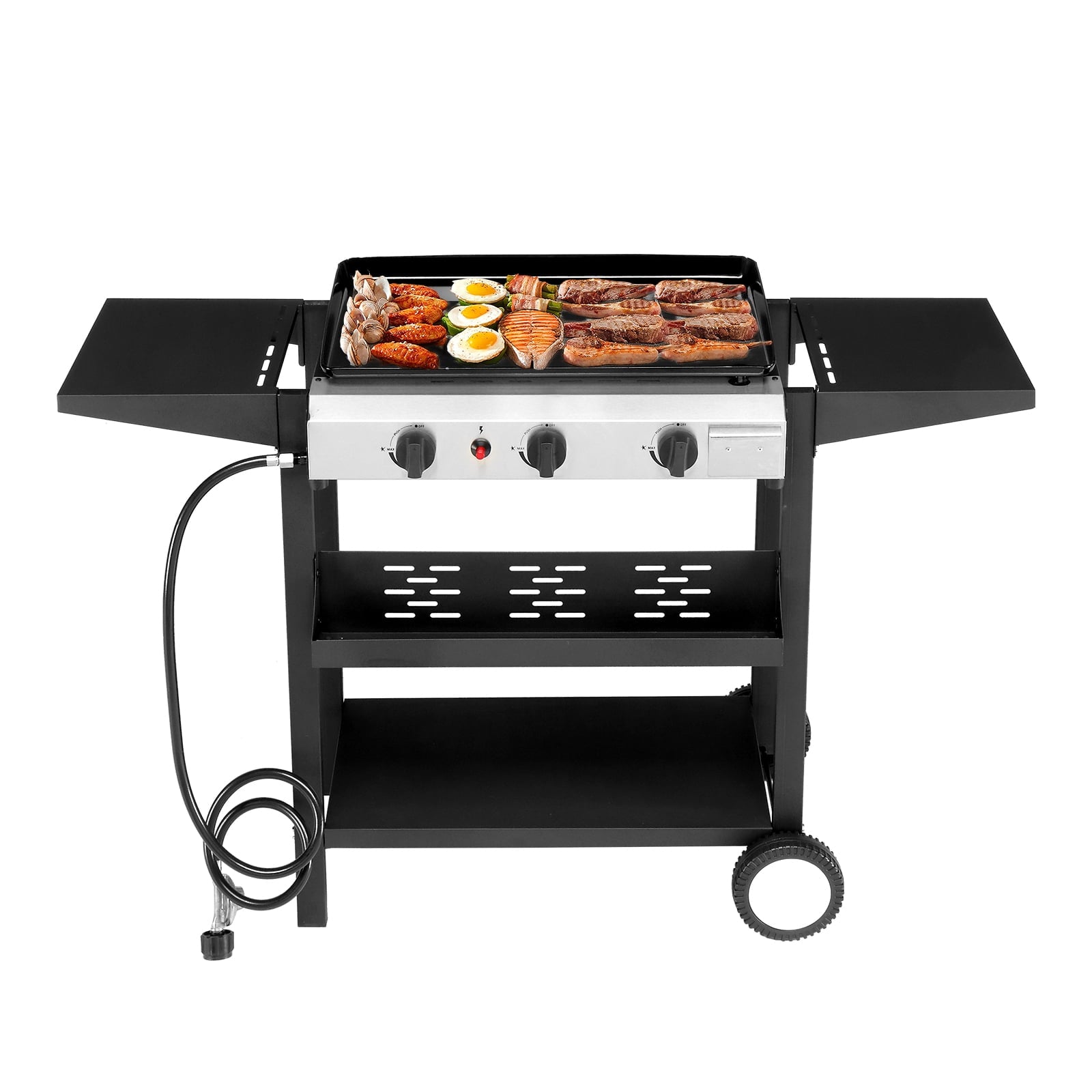SalonMore Flat Top Propane Griddle with Ceramic Coated Cast Iron Pan,30000 BTU SalonMore